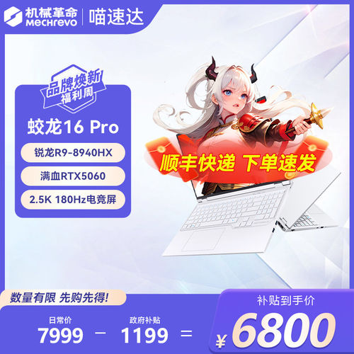 【政府补贴15%】机械革命蛟龙16Pro R9 8940HX5060潮玩版超快性能极速流畅游戏本笔记本电脑学生官方旗舰正品