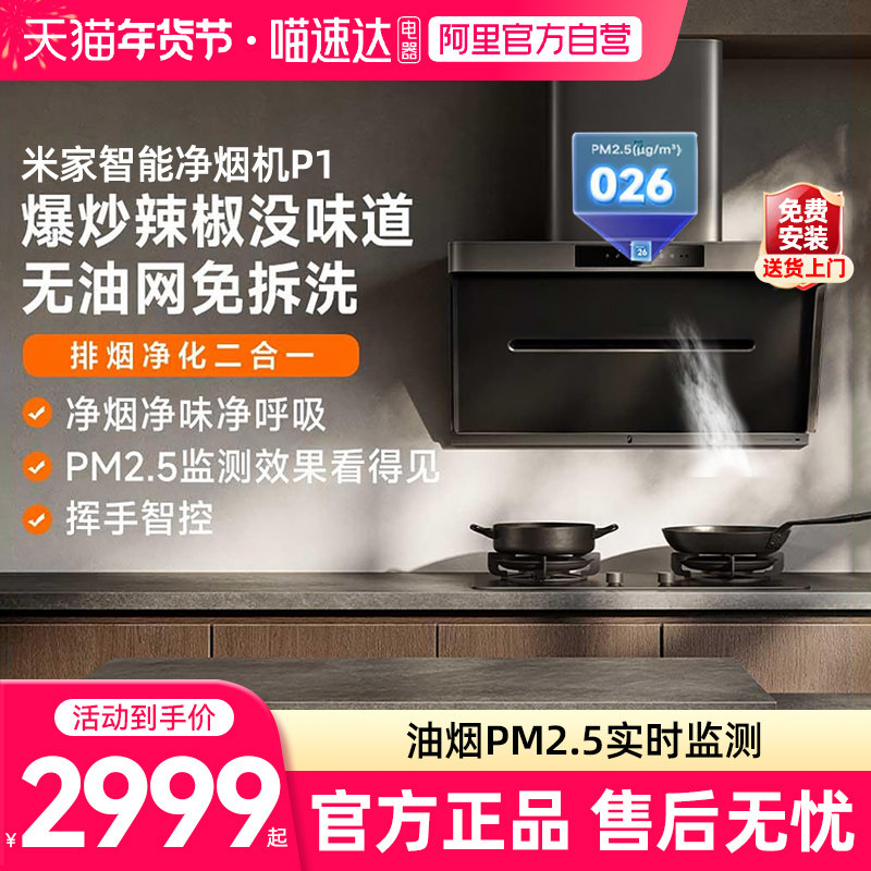 小米米家油烟机智能净烟机P1大吸力家用厨房抽油烟机吸油烟机03,大家电,油烟机,淘宝优惠券,粉丝福利购,淘宝优惠卷
