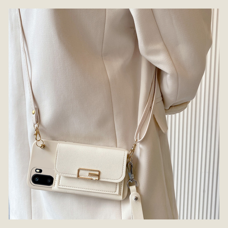 手机壳硅胶简约回字扣卡包零钱包带斜跨挂绳