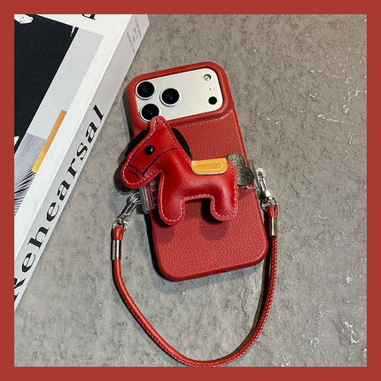 2026皮质小马适用opporeno15pro手机壳reno14新年reon13卡通12马年11背夹10挂绳9红色8仿皮7se皮纹6十oppo女p