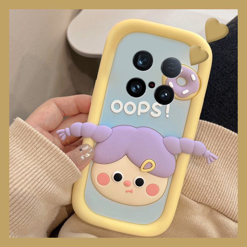 适用vivox200手机壳x200pro卡通x200s立体x100ultra糖果x90pro+辫子x70女孩x60可爱x50超萌x30十vivo趣味硅胶