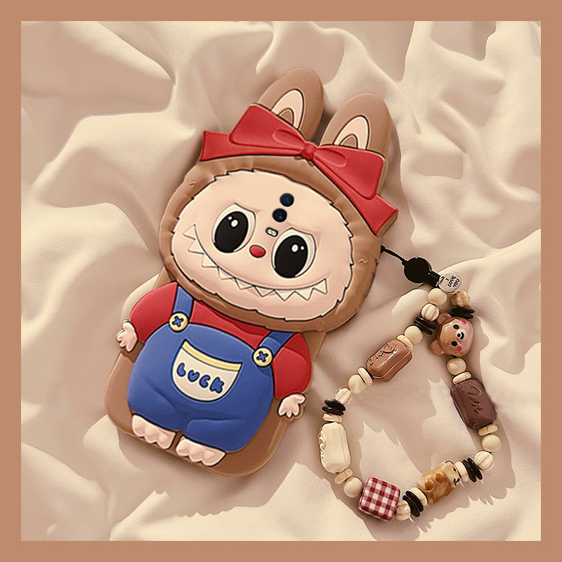 手机壳卡通丑萌蝴蝶结背带裤拉布布带手绳