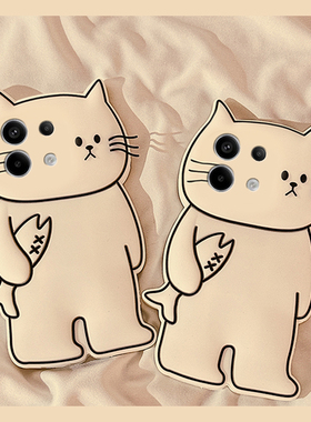 适用小米红米note14手机壳noto13pro+白色12turbo立体11t线条10小猫9卡通8小鱼7趣味12十11创意redmi硅胶软壳