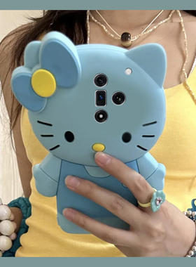 适用oppofindx8s+手机壳findx7ultra蓝色kt猫x6蝴蝶结k13turbopro立体k12s卡通k11可爱k10凯蒂猫k9趣味k5十女