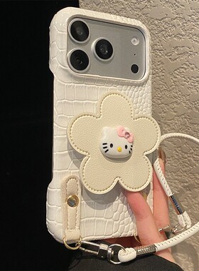 花朵猫咪支架适用小米红米note15pro+手机壳noto14s卡通13r带12turbo挂绳turbo4白色11t鳄鱼纹3立体十redmi女