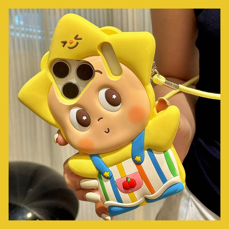 背带裤星星人适用苹果17手机壳华为pura80卡通mate70荣