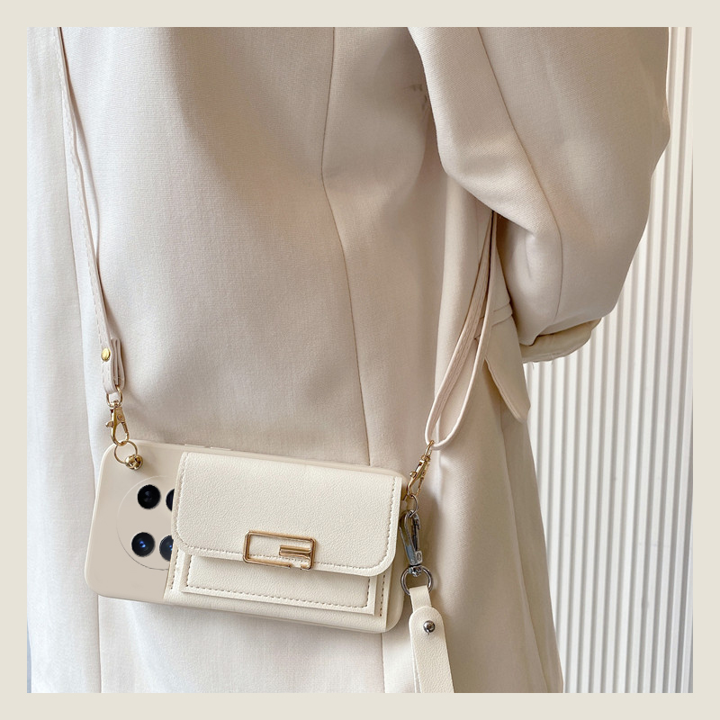 手机壳硅胶简约回字扣卡包零钱包带斜跨挂绳