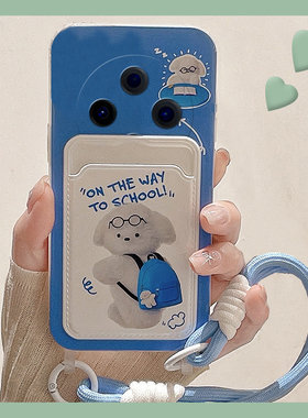 卡通蓝色背包小狗适用vivoy500手机壳y50可爱y50m狗狗y500卡套一体vivo卡包voviy网红vovo新款viviy硅胶5g女