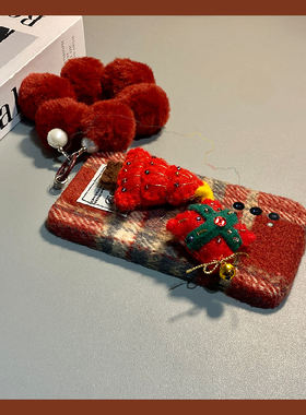 ins风圣诞树适用三星a53手机壳f52秋冬a8s绒布a71红色a51格子a31a20a30带a90a80a60毛绒a50s挂链a70s女galaxy