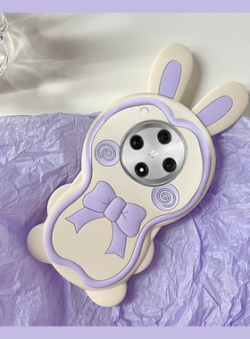 适用oppofindx8s+手机壳findx7ultra卡通x6pro立体k12s耳朵k12plus兔子k11紫色k10蝴蝶结k9可爱k5兔兔十创意p