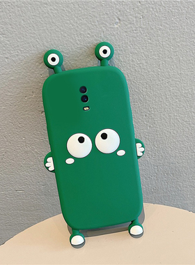 适用oppok1手机壳r15x卡通r17pro立体r15青蛙r11s煤球r11可爱r9s超萌r9plus趣味k1绿色oppo硅胶por软壳手机套
