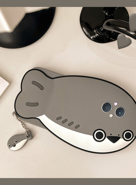 灰色鲸鱼适用oppoa6pro手机壳a6max立体a6gt创意a6i个性a58x卡通a93s可爱a5por趣味a72a32a97硅胶a95软壳0pp0