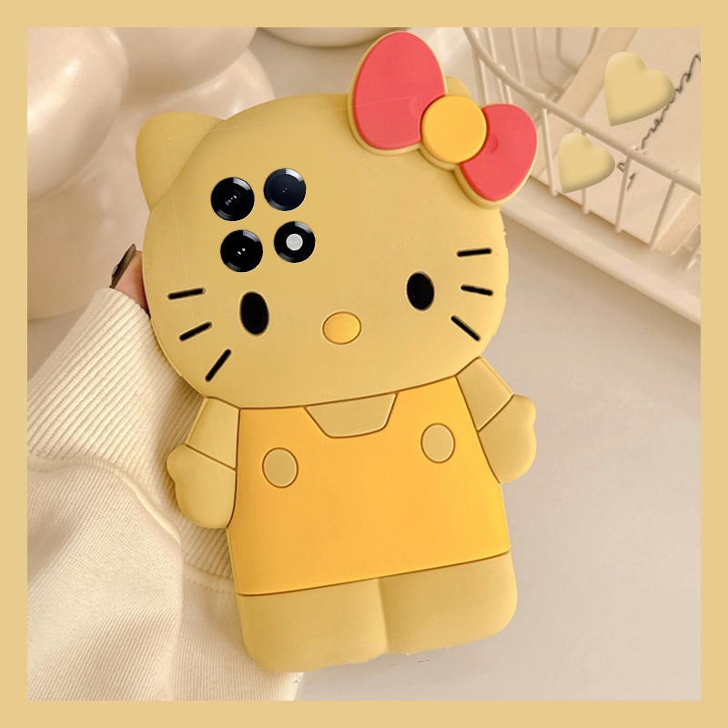 手机壳硅胶可爱卡通黄色KT猫凯蒂猫带手链