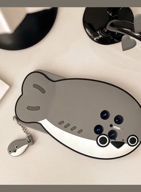 灰色鲸鱼适用华为mate70手机壳mete60pro+立体meta50e创意40rs个性30epro卡通20可爱10趣味9por十huawei硅胶p