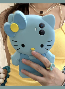 适用vivoy300gt手机壳y300pro+蓝色kt猫y200i蝴蝶结100立体y97卡通y95可爱u1凯蒂猫y67趣味y76s硅胶十vivo软p