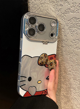 卡通豹纹kt猫适用opporeno15手机壳reno14立体reon13pro+闪钻12钻石11蝴蝶结10凯蒂猫8羽纱7硅胶6十oppo软壳p