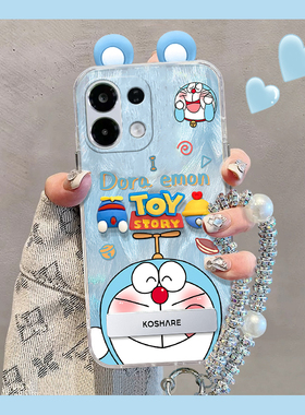 卡通蓝色哆啦A梦公仔适用oppok13turbo手机壳k13turbopro带支架por挂链0ppo立体0pp0可爱oppo动漫羽纱硅胶软p