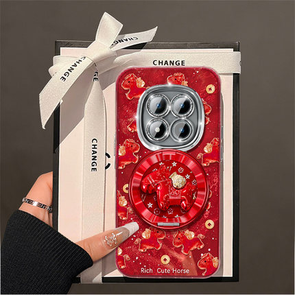 2026马上有钱适用小米红米note15pro+手机壳turbo4por卡通14c立体13r旋转12turbo小马11支架10新年十redmi女p