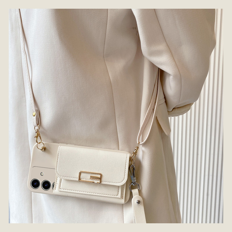 手机壳硅胶简约回字扣卡包零钱包带斜跨挂绳