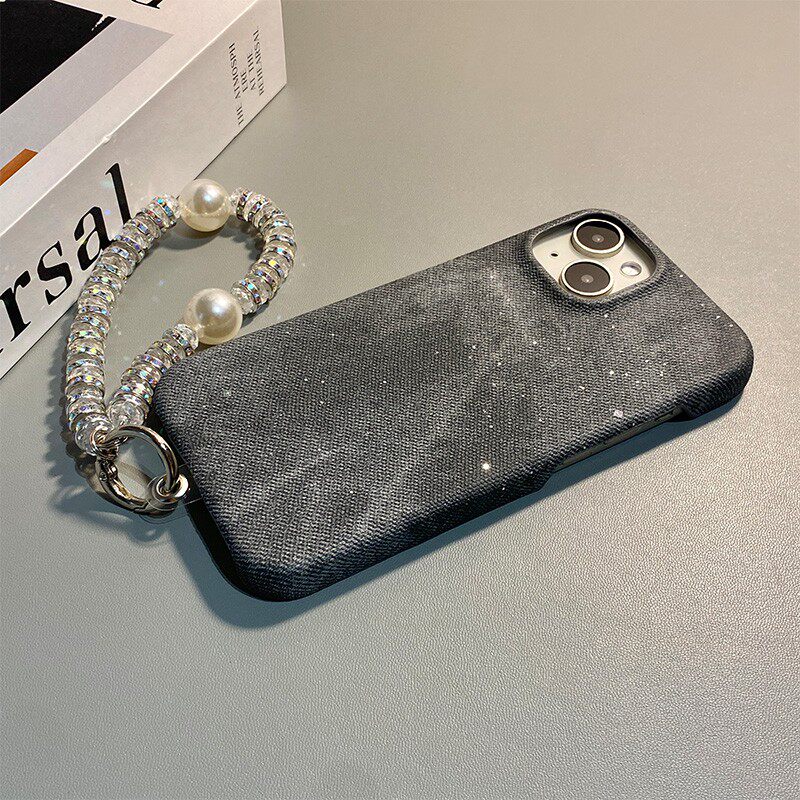 手机壳硅胶简约黑色牛仔纹带手链
