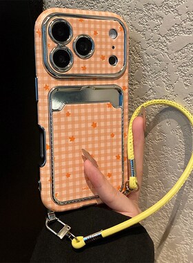 ins风格子星星卡包适用小米红米k80手机壳note13pro插卡noto12turbo卡套turbo4por带k70挂绳k60斜挎redmik女p