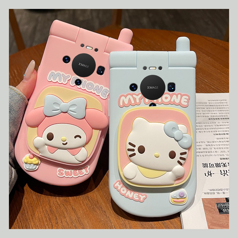 手机壳硅胶卡通美乐蒂KT猫凯蒂猫镜子支架