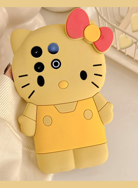 立体黄色kt猫适用vivoiqoo13pro手机壳iqoo12卡通iqoo11s可爱iqoo10凯蒂猫9带8por挂链7趣味5硅胶3软壳vivo女