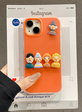 立体彩色小人适用opporeno15手机壳reno15pro橙色reon14果冻13por带12挂绳11搞怪oppo丑萌0pp0公仔防摔硅胶女