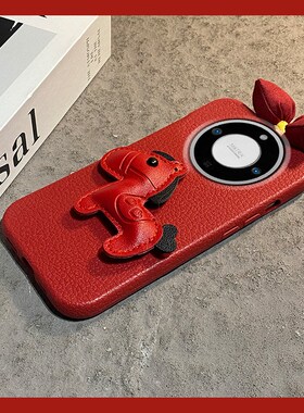 红色皮质小马适用华为荣耀magic8pro手机壳x70i新年x60gt秋冬7畅玩60plus毛绒play9t蝴蝶结v40卡通x50i+十女p