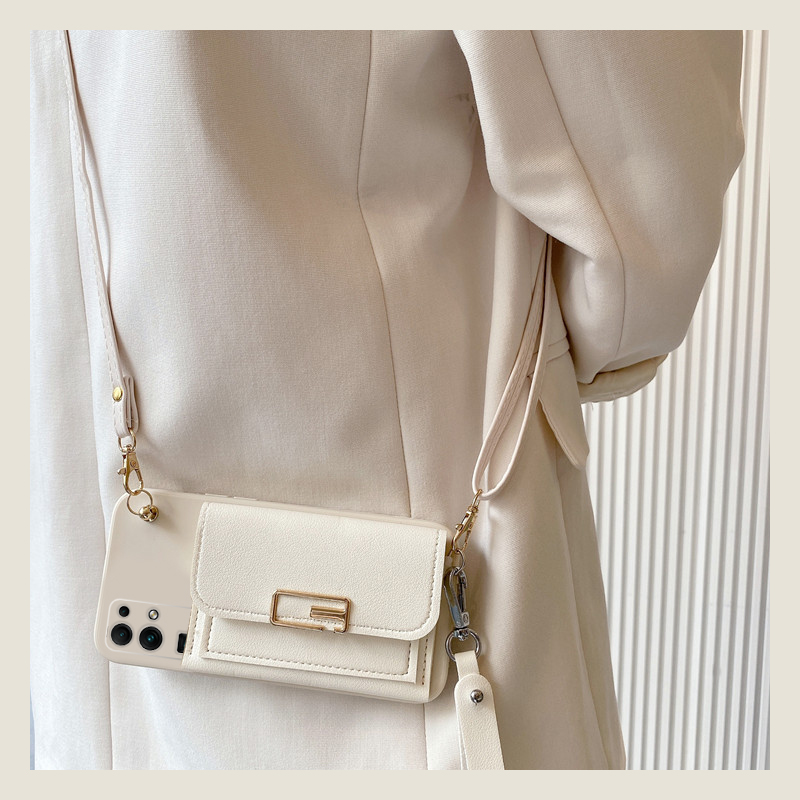 手机壳硅胶简约回字扣卡包零钱包带斜跨挂绳