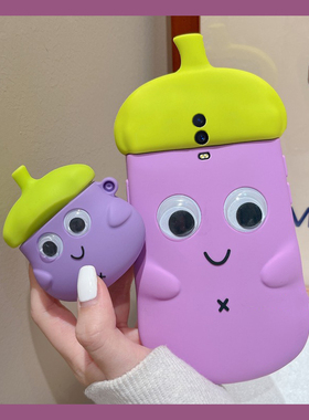 适用oppok1手机壳r15x卡通r17pro立体r15茄子r11s表情r11带会动的r9s眼睛r9plus趣味k1创意oppo紫色por硅胶软