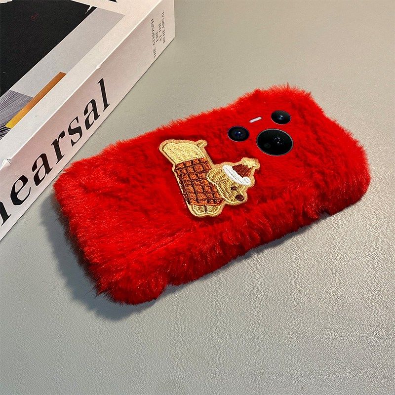 手机壳秋冬红色卡通圣诞帽子小狗