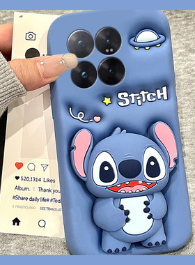 适用小米15spro手机壳15ultra立体14蓝色13x史迪仔12s支架11带挂件10挂绳9卡通8可爱civi4新款mix4趣味mi硅胶