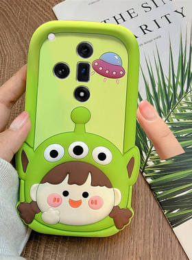 可爱三眼仔女孩适用oppok13turbopro手机壳k12plus绿色k11x立体k9s卡通findx8s+创意x7ultra趣味k10十oppo女p