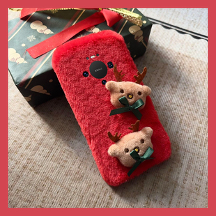 圣诞节麋鹿适用华为mate80promax手机壳mete80gts秋冬70air毛绒60rs非凡大师50e红色40pro 立体十huawei卡通p