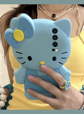 适用vivoiqooneo10pro+手机壳iqooneo9蓝色kt猫8蝴蝶结7se立体5s卡通3可爱6凯蒂猫855趣味8se硅胶十vivo软壳p