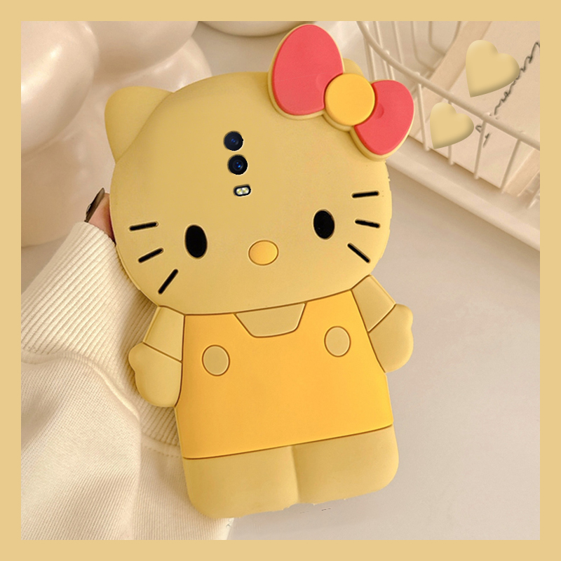 手机壳硅胶可爱卡通黄色KT猫凯蒂猫带手链