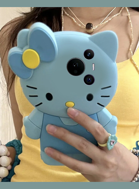 适用华为pura80手机壳p70ultra蓝色kt猫pure70art蝴蝶结p60立体p50e卡通p40pro+可爱p30凯蒂猫p20趣味p10十女