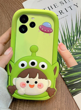 可爱三眼仔女孩适用oppo真我13pro+手机壳gtneo5se绿色12立体11卡通gt7创意6趣味v5硅胶v25女q3s套x2十realme