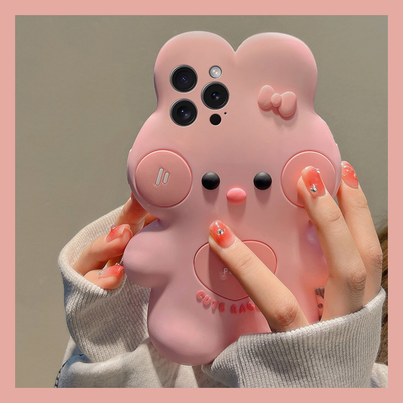 手机壳硅胶卡通呆萌爱心蝴蝶结兔子