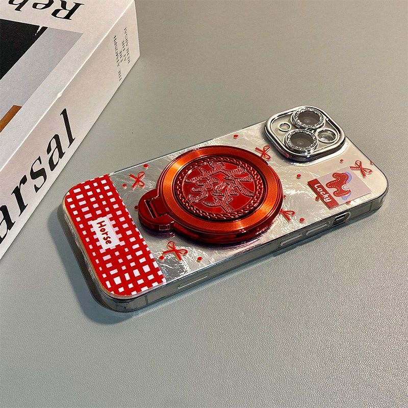 手机壳硅胶2026马年旋转发财支架