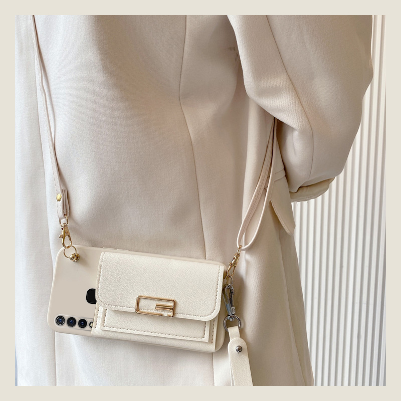 手机壳硅胶简约回字扣卡包零钱包带斜跨挂绳