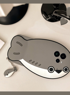 灰色鲸鱼适用oppo真我13pro+手机壳gtneo5se立体12创意11个性gt7卡通6可爱q3s趣味v25硅胶x2十realme软壳0pp0