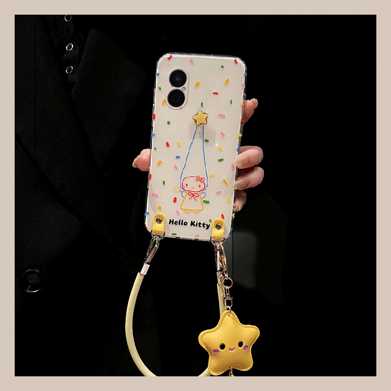 手机壳硅胶帽子KT猫旋转星星挂件斜跨挂绳