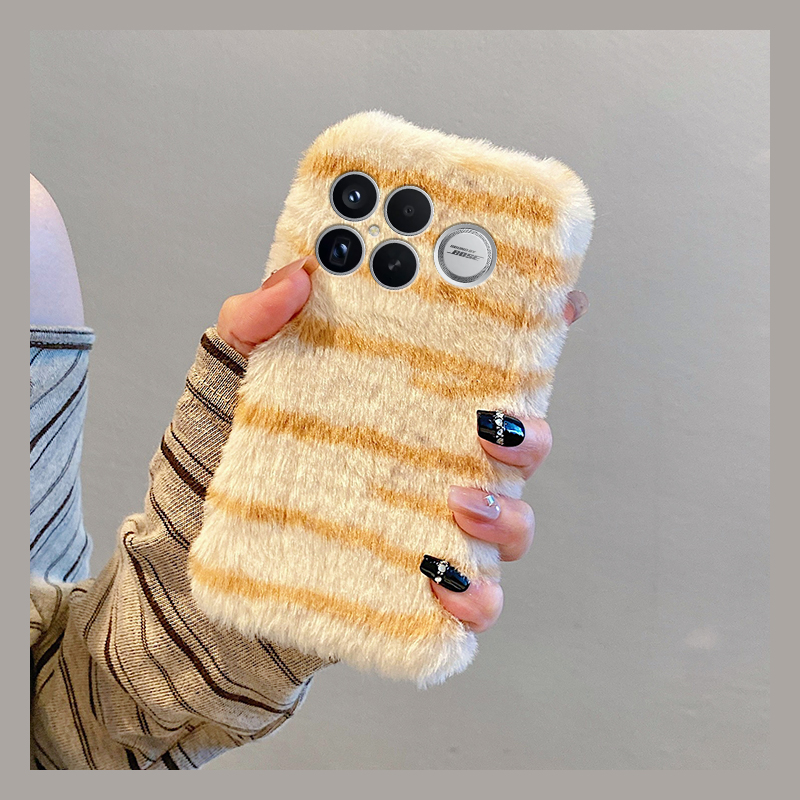 ins风线条豹纹适用小米红米k90promax手机壳k80条纹k70pro秋冬k60e至尊版k50毛绒turbo4撞色3软k40s/k30i/12x