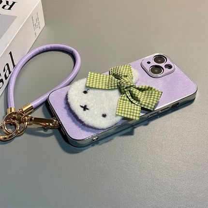 蝴蝶结米菲兔适用小米红米note15pro+手机壳noto14秋冬13por毛绒12turbo带11t挂绳10卡通9兔子5g紫色十redmi