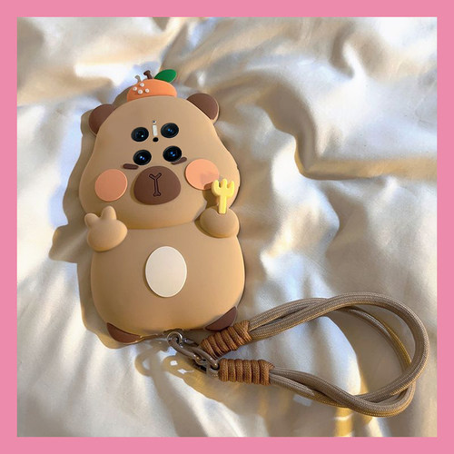 手机壳硅胶卡通呆萌比耶橘子水豚卡皮巴拉