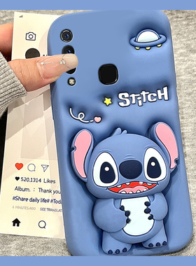 适用vivou3手机壳y5s立体y9s蓝色y3史迪仔u3x支架z5带挂件y7s挂绳z6卡通z5x可爱z3i趣味nex3s硅胶vivo软壳女