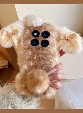 毛绒蝴蝶结兔子耳朵适用小米红米note15pro+手机壳noto14卡通13拼色12turbo晕染11tpro水墨10秋冬9por十redmi