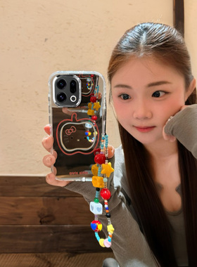 线条苹果kt猫适用oppofindx9plus手机壳findx8s+卡通x7ultra镜子k12x带v60pro挂绳neo7夏天v60s亚克力十0pp0